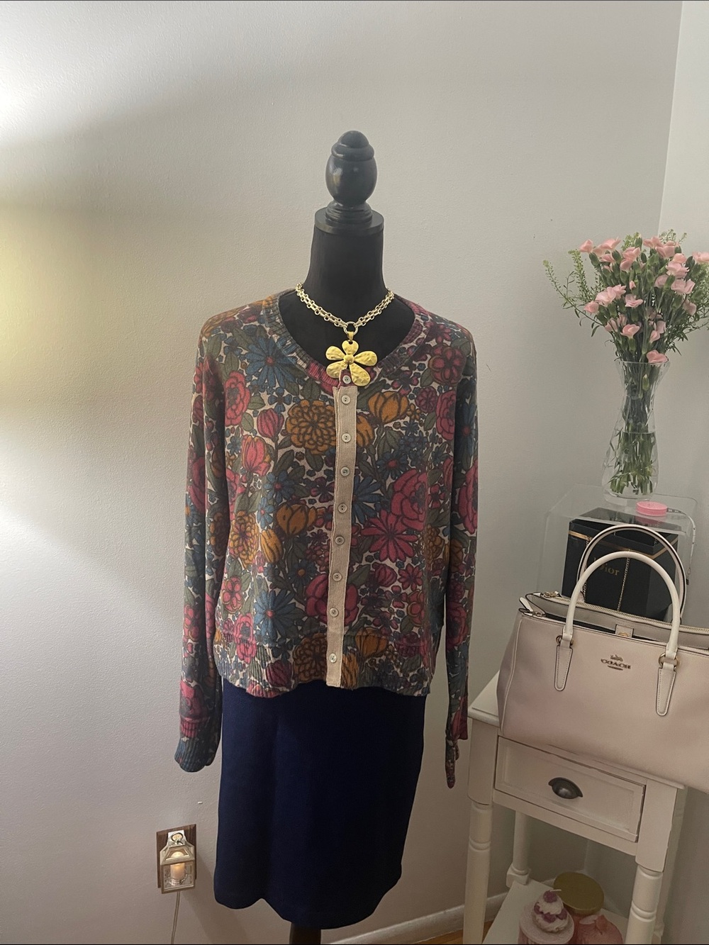 Natural Life Floral Button-Front Multicolor Cardigan